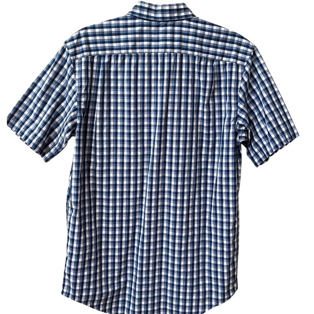George Mens Short Sleeve Button Down Shirt Blue White Gingham Check Small 34-36 - Picture 2 of 6